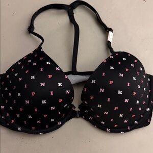PINK Victoria's Secret Black Bra with Pink Lettering